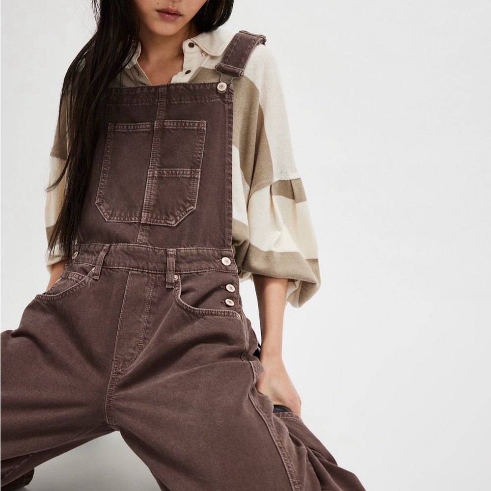 NWOT Free People Good Luck Barrel Overalls